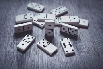 Domino play pieces isolated on a table