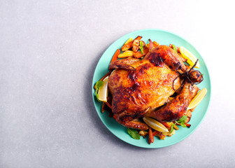 Roast chicken with lemon and honey glaze