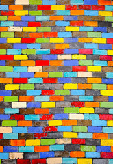 abstract rainbow colourful brick wall in a background image
