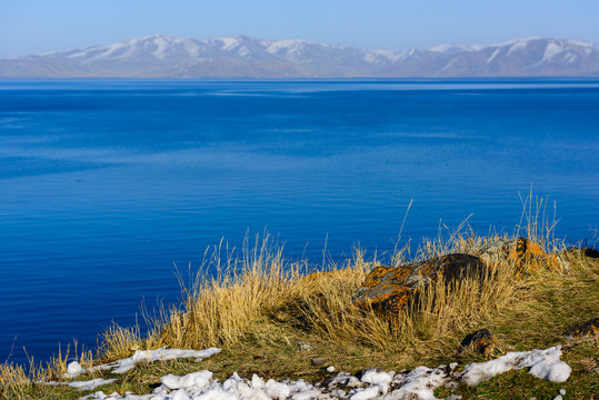 Beautiful scene with lake Sevan, Armenia