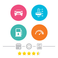 Transport icons. Tachometer and petrol station.