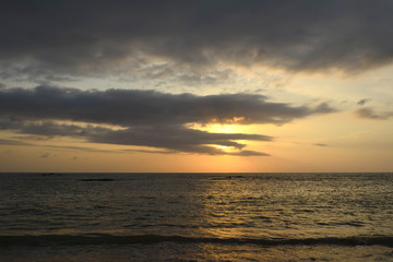 Fototapeta premium Beach sand sea sky sun sunset nature background landscape.