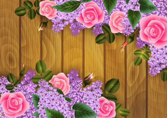 Rose and lilac flowers decoration