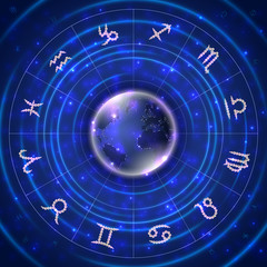 Pearl signs of the zodiac with globe background