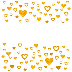 Heart Golden background. For Valentines day gold color watercolor hand paint isolated on white background. Detail 

or closeup brush stroke pattern. 