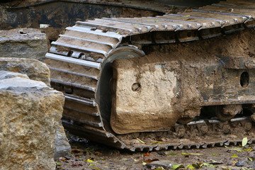 Kettenlaufwerk eines Schaufelbaggers