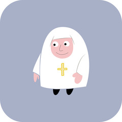 Nun flat avatar icon. Light blue background.