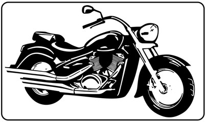 Chopper motorcycle white background black and white vector illustration.