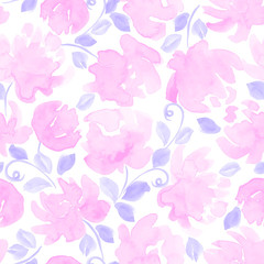 Fototapeta na wymiar colorful watercolor flowers seamless pattern. vector illustration for your design