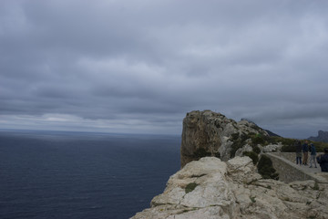 Fototapeta na wymiar Cape formentor on the island of Majorca in Spain. Cliffs along t