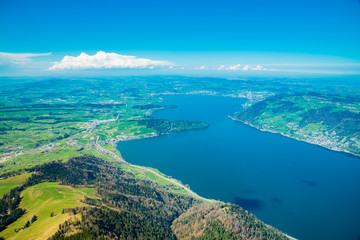 Fototapeta na wymiar Lucerne lake top view from mount Rigi