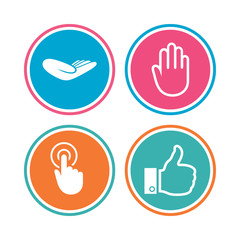 Hand icons. Like thumb up and click here symbols.
