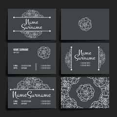 Set of vector design templates. Brochures in random flower style. Vintage frames and backgrounds.