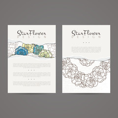 Set of vector design templates. Brochures in random flower style. Vintage frames and backgrounds.