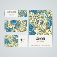 Set of vector design templates. Brochures in random flower style. Vintage frames and backgrounds.