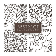 Set of four vector intricate patterns. Doodle. Zentangle