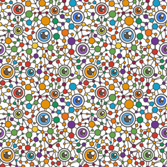 Seamless background with cartoon eyes of green monster