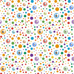 Seamless background with cartoon eyes of green monster