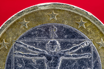 eine Münze, ein italienischer Euro