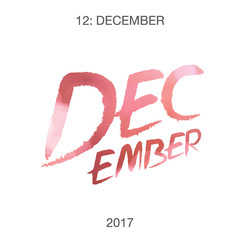 the calendar months december 2017 with white background