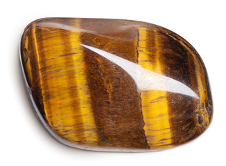 Tiger's eye stone isolated on white with clipping path