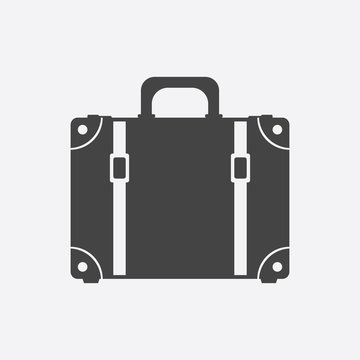 Suitcase flat vector illustration on white background. Case for tourism, journey, trip, tour, voyage, summer vacation.