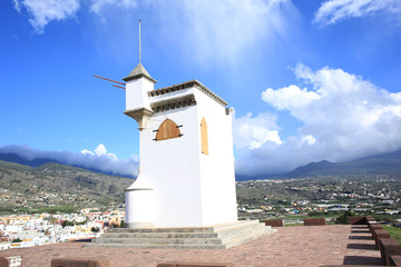 Fototapeta na wymiar Historic guard tower on La Palma Island, Spain