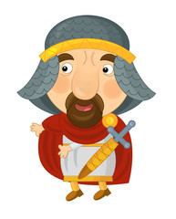 Fototapeta premium Cartoon happy and funny knight or king - isolated - illustration for children