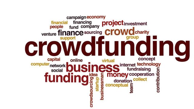 Crowdfunding animated word cloud.