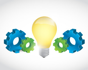 Fototapeta na wymiar industrial gears and light bulb illustration