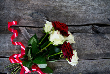 roses on wooden surface