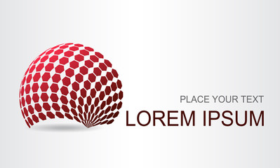 Logo stylized spherical surface with abstract shapes