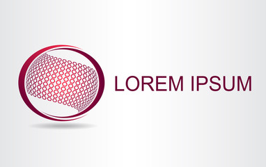 Logo stylized spherical surface with abstract shapes