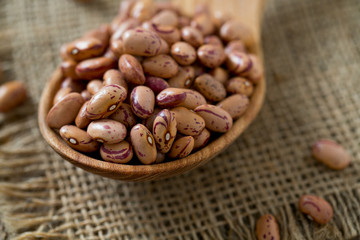 pinto beans on wooden surface