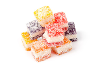 Jelly candies on white background. Gummy candy on a white background.