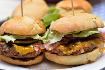 Homemade burgers with natural ingredients and homemade bread
