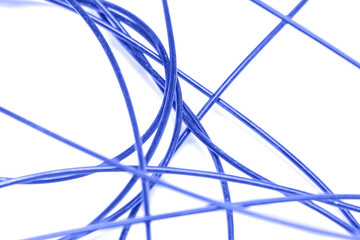 blue cable on a white background