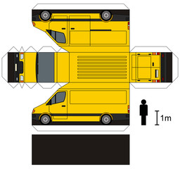 Paper model of a yellow van