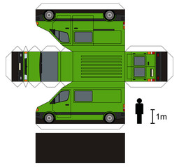 Paper model of a green van