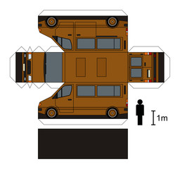 Paper model of a brown minibus