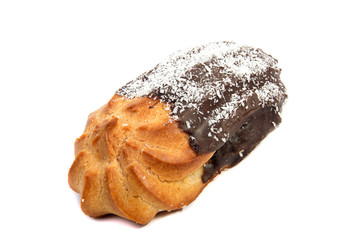 chocolate eclairs cake on a white background