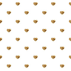Abstract Valentine's Day hearts. Gold glittering hearts. Seamless background for your design. Vector illustration. Love concept. Cute happy wallpaper. Good idea for your Wedding,