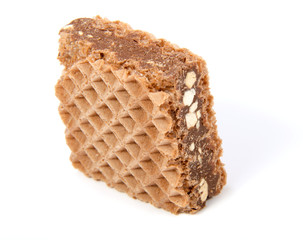 Wafers with chocolate on a white background
