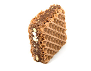 Wafers with chocolate on a white background