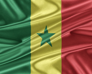 Senegal flag with a glossy silk texture.