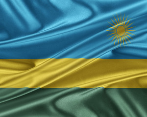 Rwanda flag with a glossy silk texture.