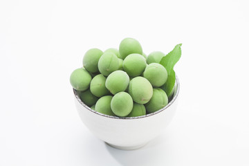 Group of korean plum fruits on a bowl 