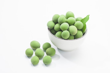 Group of korean plum fruits on a bowl