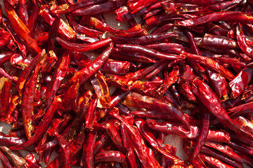 Fototapeta premium Background of Rost dry Red hot peppers.