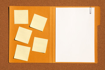 Open file folder with bunch of sticky notes